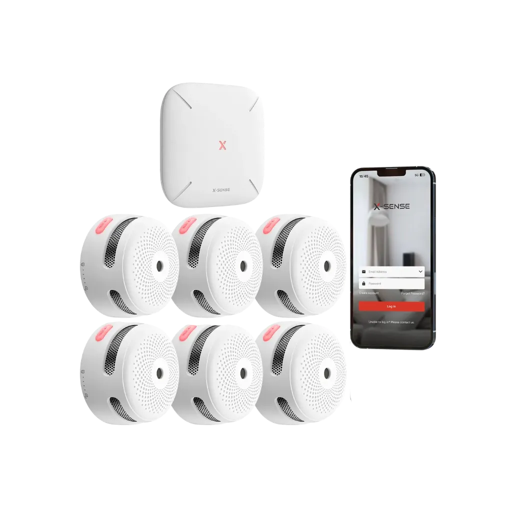 X-Sense Bundel – 6 Slimme Rookmelders XS01-M + SBS50 Communicatiehub
