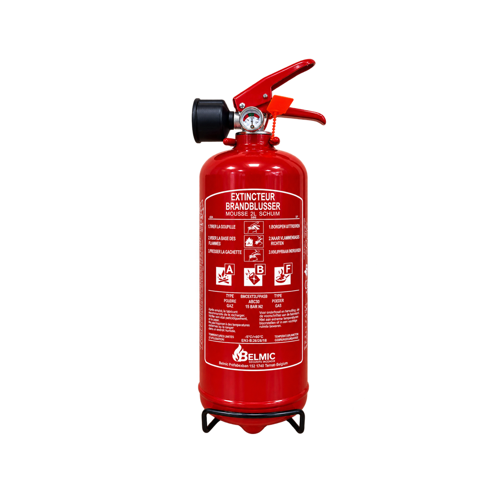Schuimblusser 2 liter - 5A-34B-5F - Permanente druk - BENOR B